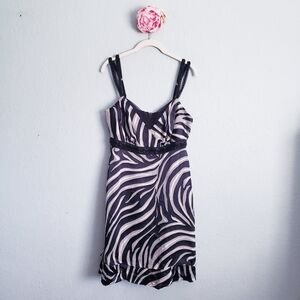 Y2K Zebra Silk Dress White House Black Market
